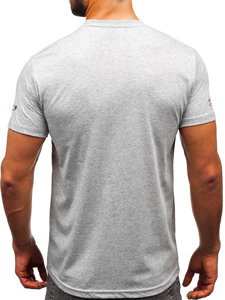 Uomo T-shirt in cotone con stampa Grigio Bolf 14732