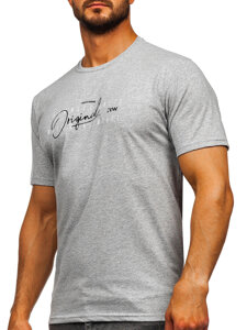 Uomo T-shirt in cotone con stampa Grigio Bolf 5032