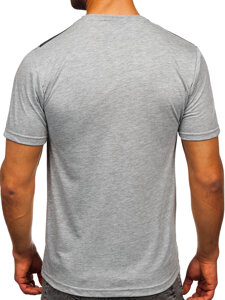 Uomo T-shirt in cotone con stampa Grigio Bolf 5041