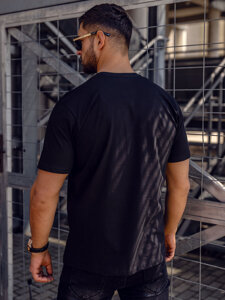 Uomo T-shirt in cotone con stampa Nero Bolf 0202A