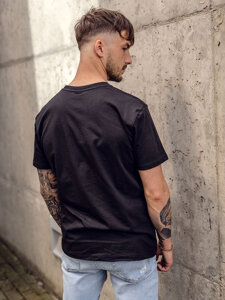 Uomo T-shirt in cotone con stampa Nero Bolf 14800A