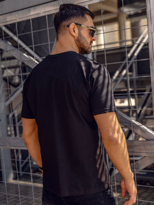 Uomo T-shirt in cotone con stampa Nero Bolf 14801A