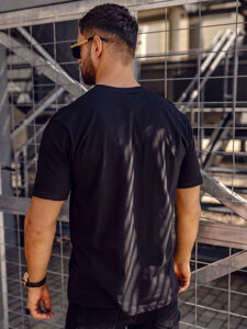 Uomo T-shirt in cotone con stampa Nero Bolf SS11071A