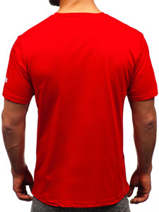 Uomo T-shirt in cotone con stampa Rosso Bolf 14741