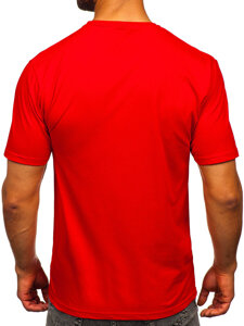 Uomo T-shirt in cotone con stampa Rosso Bolf 5032