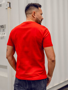 Uomo T-shirt in cotone con stampa Rosso Bolf 5064A