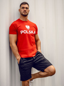 Uomo T-shirt in cotone con stampa Rosso Bolf 5065A