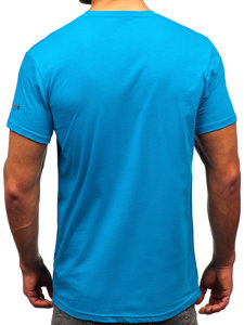 Uomo T-shirt in cotone con stampa Turchese Bolf 14732