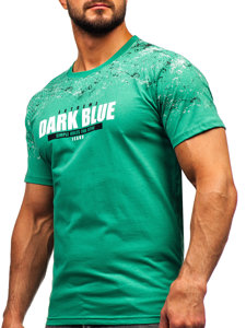 Uomo T-shirt in cotone con stampa Verde Bolf 14725