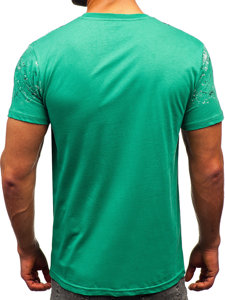 Uomo T-shirt in cotone con stampa Verde Bolf 14725