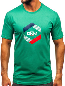 Uomo T-shirt in cotone con stampa Verde Bolf 14741