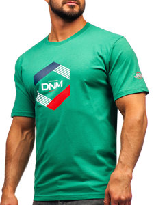 Uomo T-shirt in cotone con stampa Verde Bolf 14741